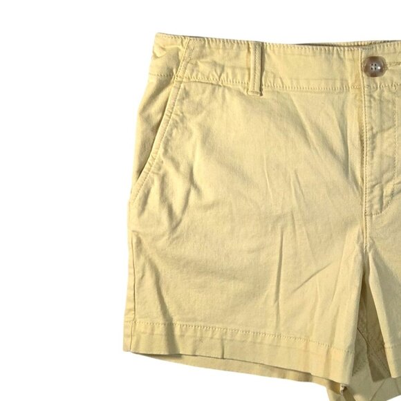 LOFT Butter Yellow The Washed Twill 4" Casual Low Rise Chino Shorts Size 12 - Picture 2 of 7